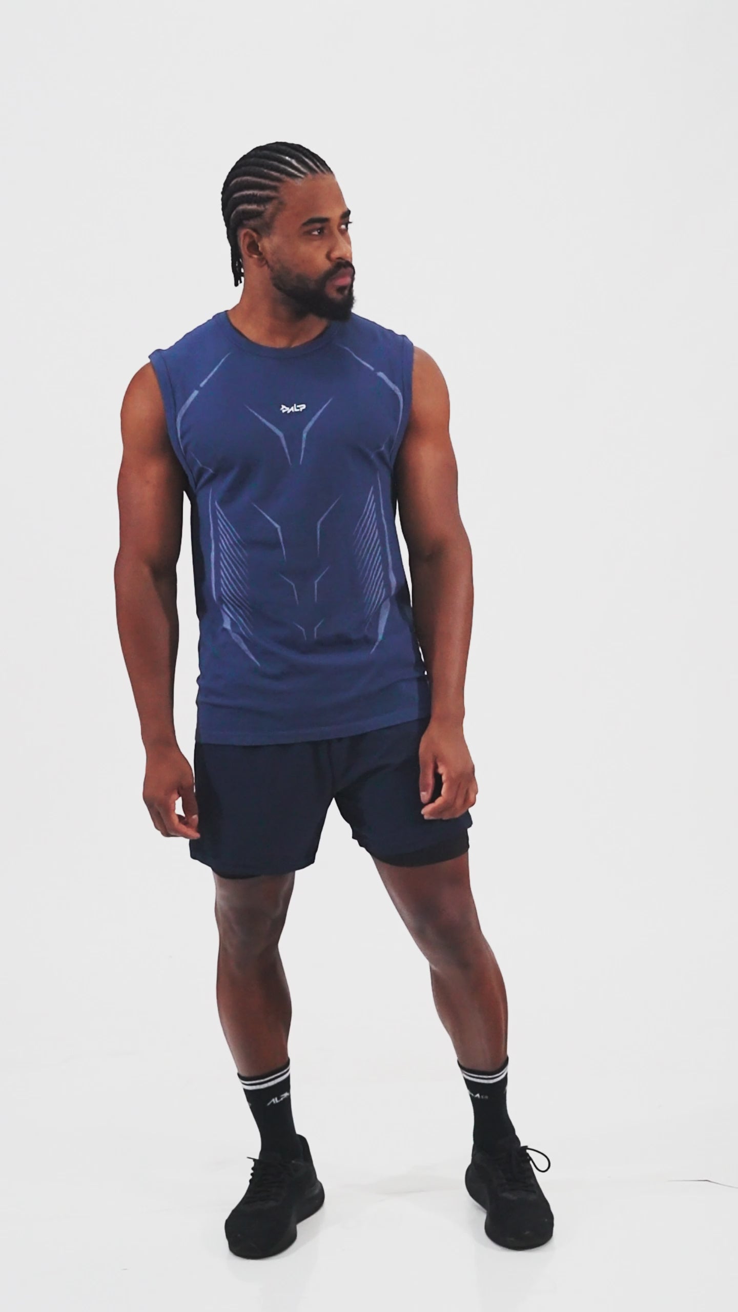 Regata Apex Dry Tank Marinho - Sem Costura